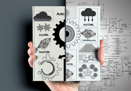 **alt_text:** A split cover image contrasting AutoML's simplicity with traditional ML's complexity, aimed at IT pros.