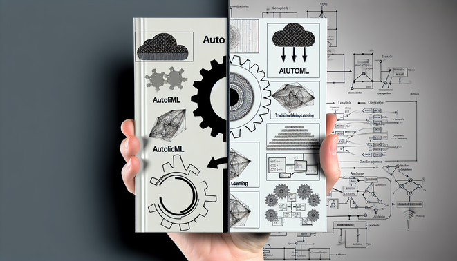 **alt_text:** A split cover image contrasting AutoML's simplicity with traditional ML's complexity, aimed at IT pros.