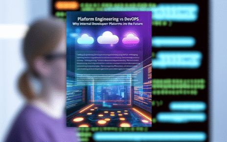 alt_text: Cover image contrasting Platform Engineering and DevOps with high-tech visuals and bold title.