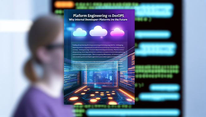alt_text: Cover image contrasting Platform Engineering and DevOps with high-tech visuals and bold title.
