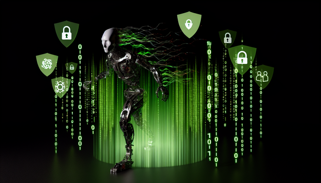 alt_text: Cover for "AI-Powered Cyber Attacks" featuring a menacing AI, binary code, and defense icons.