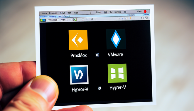 alt_text: A cover image comparing Proxmox, VMware, and Hyper-V with distinct logos and color themes.