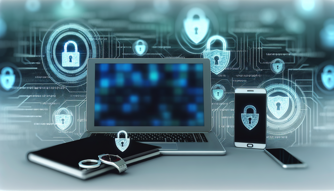 alt_text: Cover for "IoT Security Best Practices" featuring smart devices and digital security symbols.